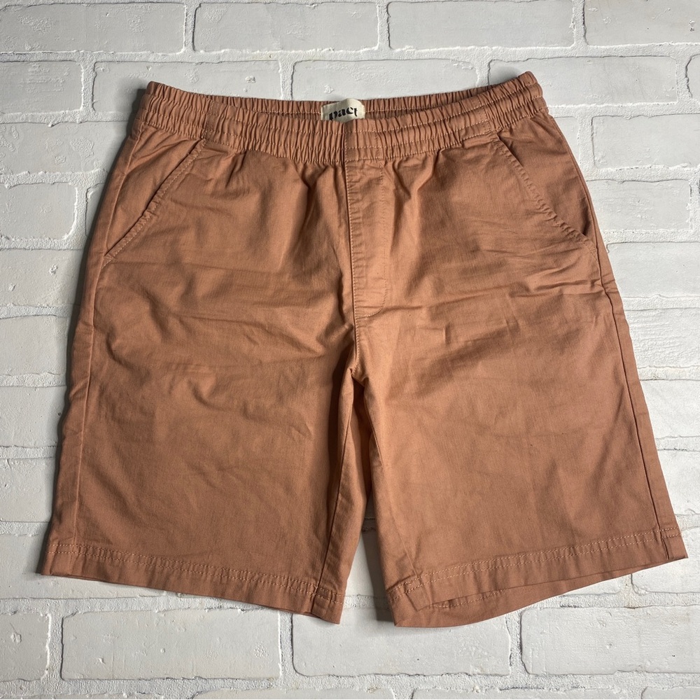 Pact Twill Shorts Mens Large Orange Organic Cotton Drawstring Waist Casual